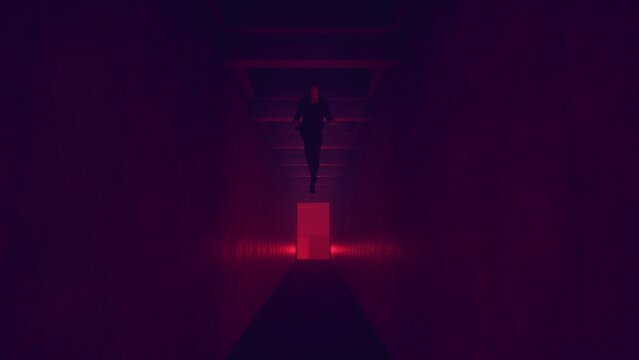 Abstract Red background, geometry, shapes and futuristic environment