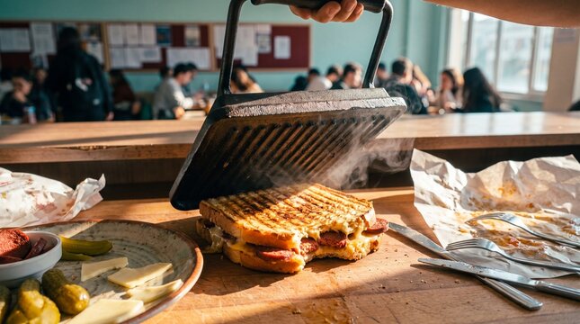 Tost, Ankara: a pressed cheese and sucuk toastie with grill lines