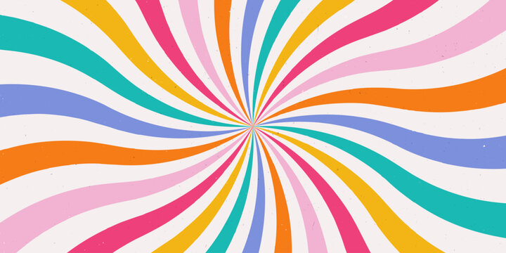 Sunburst rainbow starburst for stripe background swirl and groovy texture retro. Line sun curve for ray sunray liquid and colorful carnival summer. Sunburst stripes sunny for stripe.