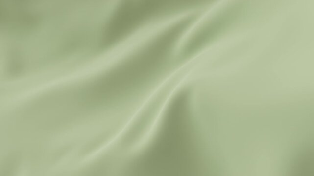 Soft pale green pastel silk fabric forms smooth satin cloth wave in 3d animation liquid flowing motion wavy texture elegant folds abstract background gentle curves calm refined textile surface design