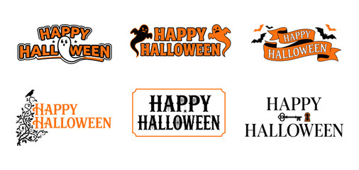 Happy Halloween greetings with orange and black designs © KonikaRani