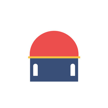 Flat building icon with red dome