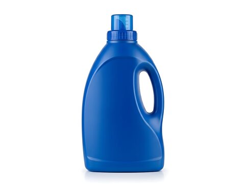 Blank Blue Laundry Detergent Plastic Bottle Mockup Isolated on White Background   