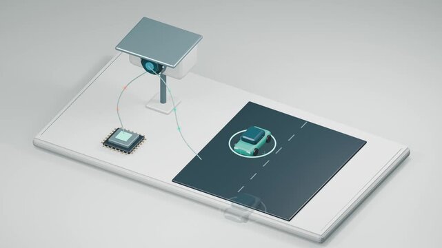 Roadside camera tracks vehicles with animated detection markers