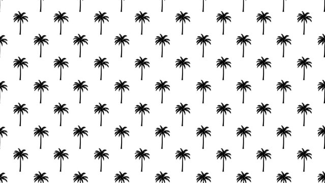 Vector set of black solid seamless palm tree pattern silhouettes, clean edges, repeating tile design, perfect for Plants and Trees, palm wallpaper, palm textiles, backgrounds, palm packaging, posters.