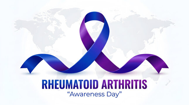 May Arthritis Awareness Month purple blue ribbon graphic