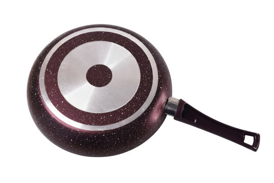 Bottom View of Maroon Speckled Non Stick Frying Pan