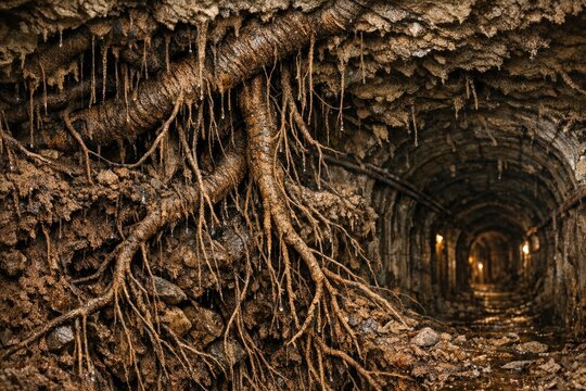 Image of a tree emerging from the end of a tunnel