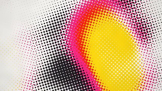Pop art halftone dots shifting color gradient seamless loop in vibrant lemon tones