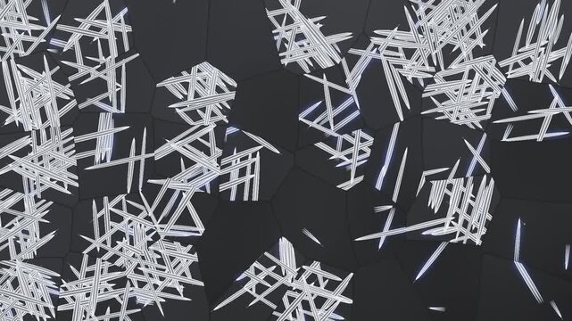 Martensite Laths Weaving Across Polygonal Steel Grains, Phase Transformation Microstructure Seamless Loop in subtle gray tones
