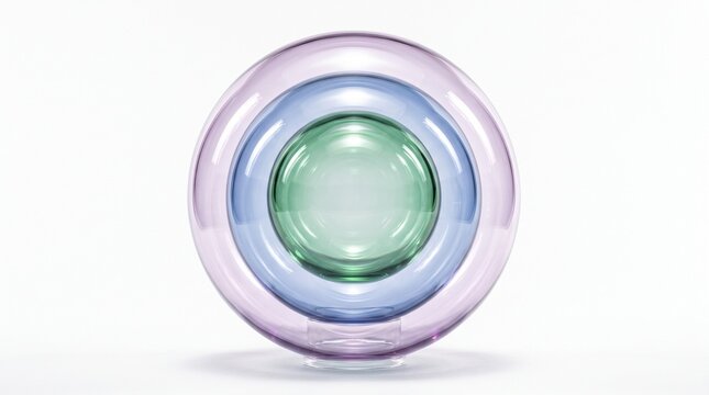 Nested Concentric Colorful Glass Spheres on White Background