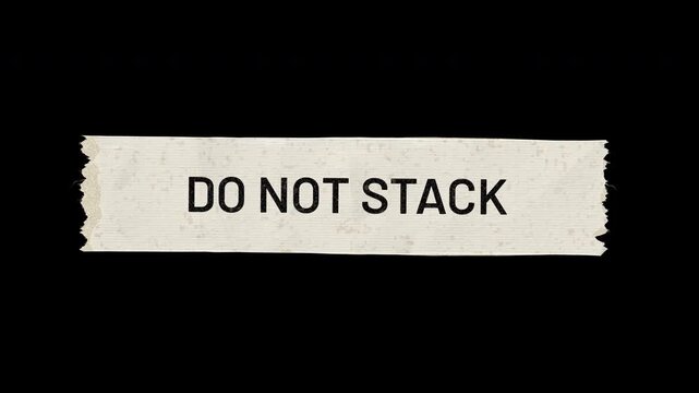 Do Not Stack warning label tape unrolling on transparent background