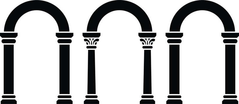 Classic architectural antique archway collection set featuring greek roman pillars and corinthian column frames vector