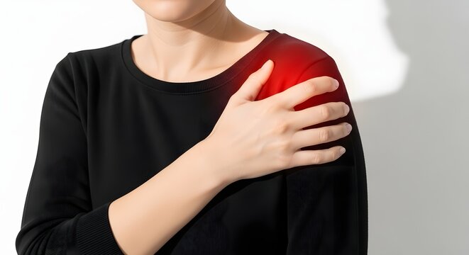 Woman Experiencing Shoulder Pain and Upper Arm Discomfort