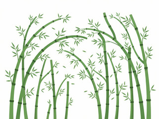 Fototapeta premium A collection of green bamboo stalks with leaves arranged in a decorative pattern.