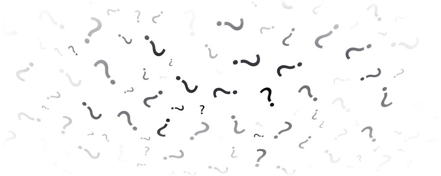 Question mark seamless pattern. Repeating interrogation patern. Hand drawn black simple icon on white sample background. Repeated modern wallpaper for design prints. Repeat swatch.