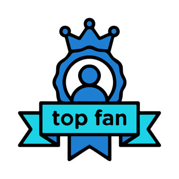 Award Ribbon With Crown and Text Top Fan