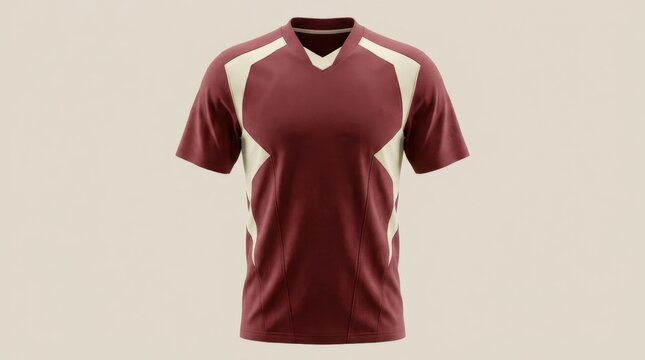 Maroon and White Athletic Jersey with V-Neck Design.