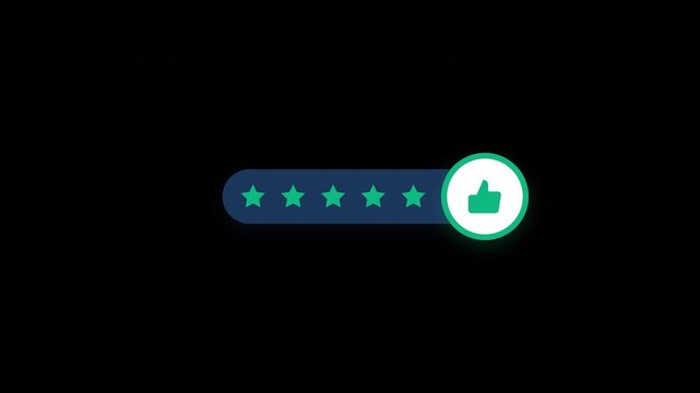 Five stars rating ui sequence on transparent background. 4K Alpha Channel