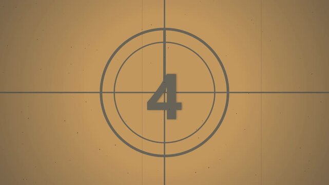 Vintage Sepia Film Countdown Leader with Scratches and Grain for Retro Video Intros , Perfect b-roll overlay for classic cinema themes, historical documentaries, and retro video intros. 