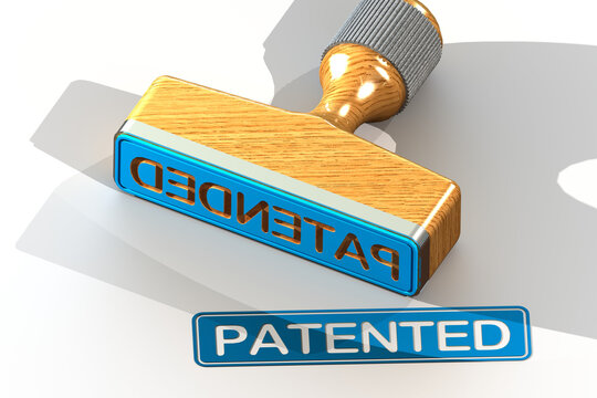 Patented stamp isolated on white background