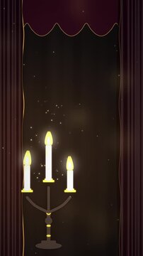 Elegant Halloween Candlelight Background with Velvet Curtains
