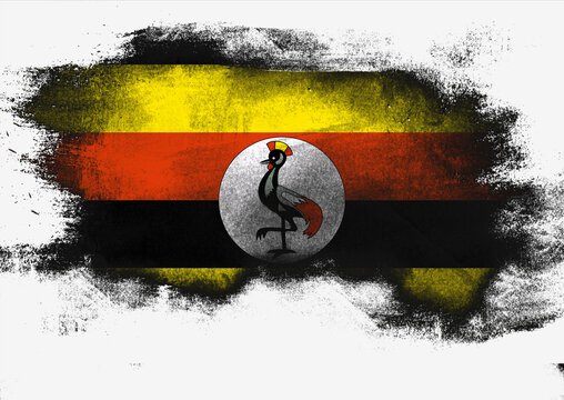 Uganda flag painted with brush
