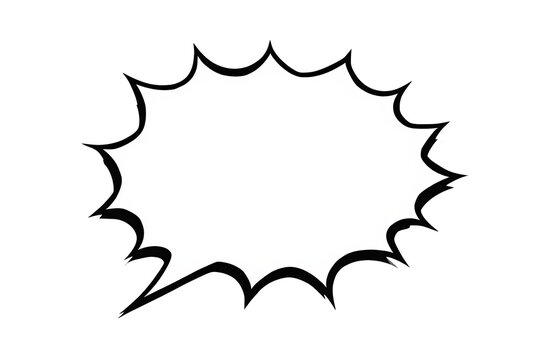 Angular outlined comic bubble with pointed lower tail