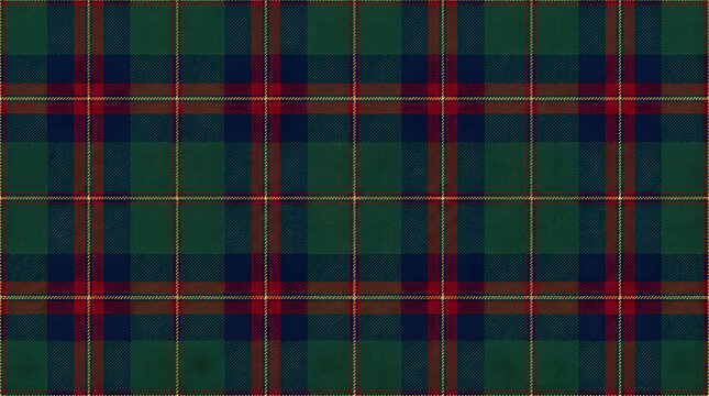 Modern tartan plaid pattern with green blue and red intersecting lines