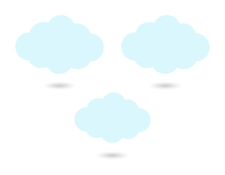 Three gray clouds on a transparent background