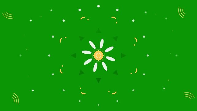 Abstract floral motion background, with rotating geometric, on green screen, motion floral flower animation