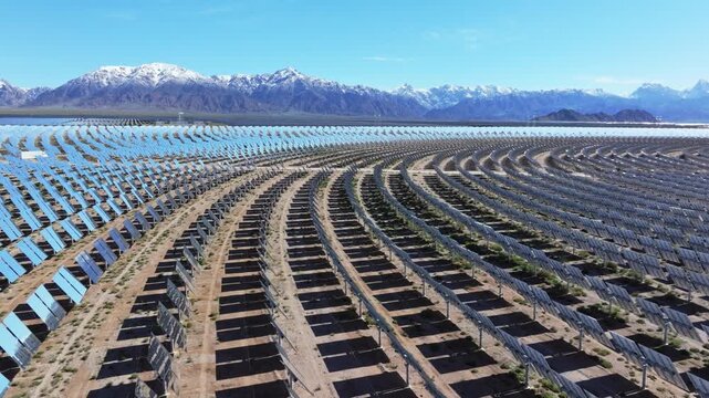 CSP Heliostat Field Golden Hour Timelapse