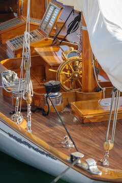 Details of a sailboat in old style