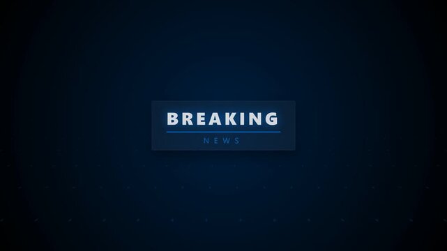 "breaking news" text overlay motion graphics broadcast element with glowing blue digital ui