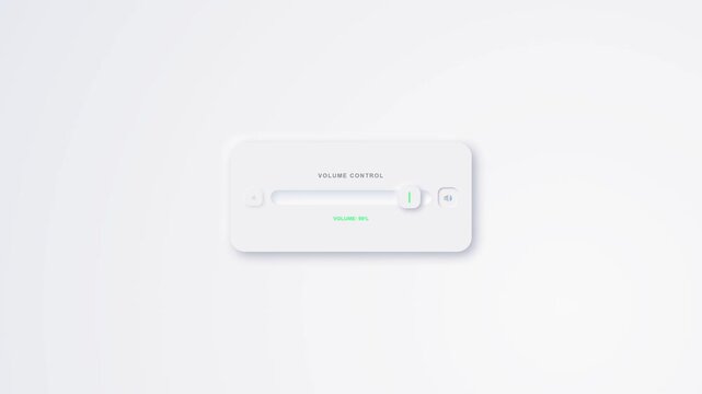 "volume control" interface with interactive slider track adjusting progress on white
