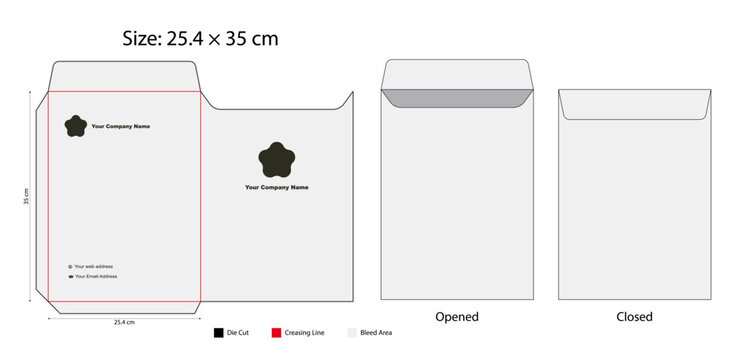 Envelope Between C3 and C4 Sizes &ndash; Die Cut Layout Template