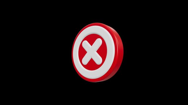 Glossy 3D red circle button with white cross error symbol