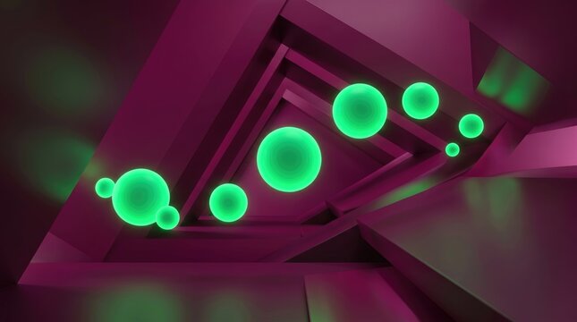 A vibrant modern architectural space featuring illuminated oval fixtures and striking geometric design elements creating a futuristic ambiance