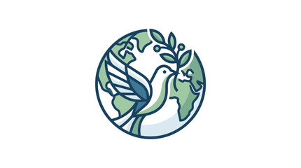Obraz premium Dove of Peace with Olive Branch and World Globe Symbol