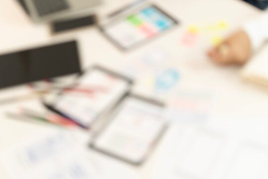 Creative web designer planning UI application and developing digital template