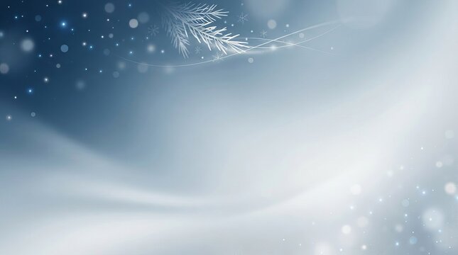 Minimalist Festive Abstract Christmas Background with Elegant Blue and White Light Bokeh Flow Effect