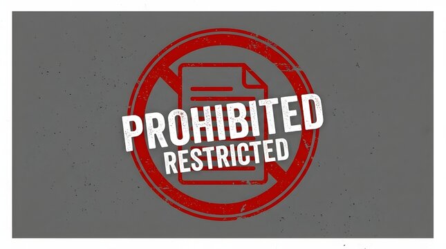 Prohibited and restricted access warning sign on document icon