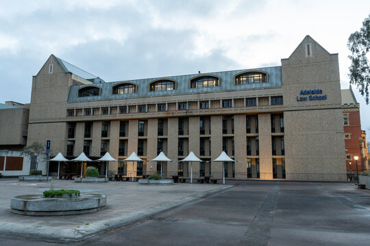 Adelaide Law School building and courtyard at University campus, Adelaide, South Australia, 9 September 2026