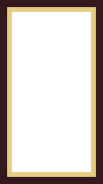 Minimalist elegant rectangular vertical border frame with dark brown and gold lines transparent background