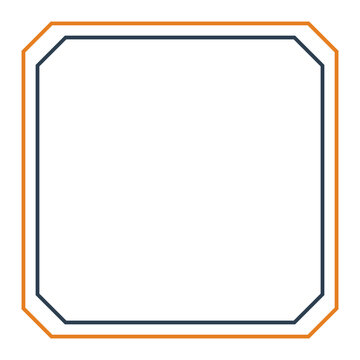 Minimalist double border frame with orange and dark blue lines transparent background