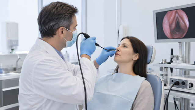 Inducible laryngeal obstruction laryngoscopy medium shot
