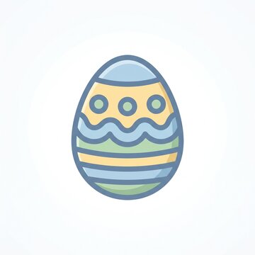Decorated easter egg with pastel patterns on a white background