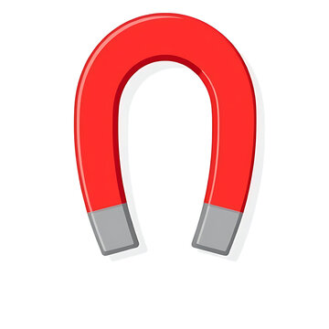 A simple colored flat vector illustration of a horseshoe magnet, representing attraction, physics science, and inbound marketing strategy, isolated on white.