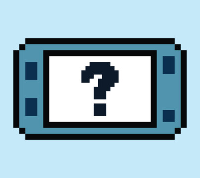 Cute minimal mobile phone 8 bit pixel with question mark ai cartoon.