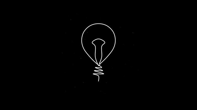 Glowing Yellow Neon Light Bulb Idea Motion Graphic Loop
